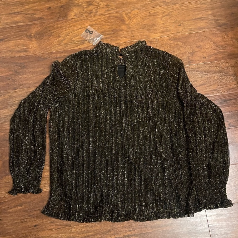 NWT Adrianna Papell Metallic Ruffle Neck Top Size S - Picture 3 of 6